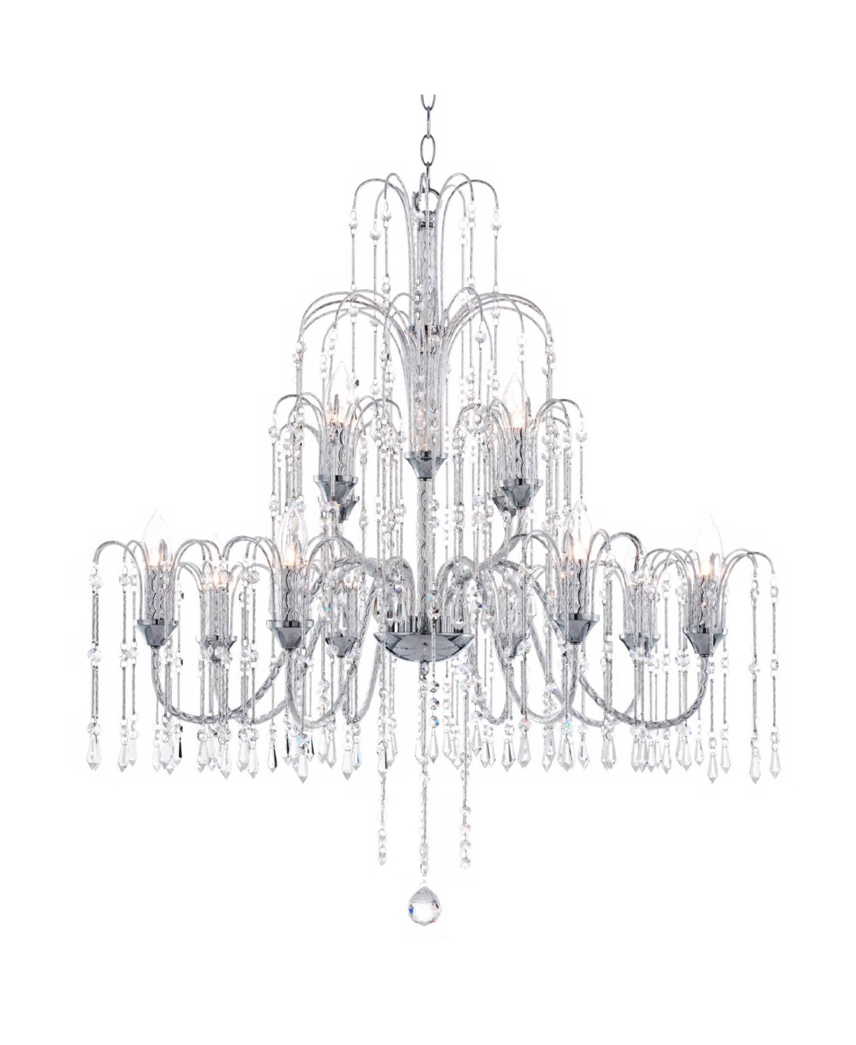 Vienna Full Spectrum Crystal Rain ChromeTiered Large Chandelier Lighting Wide Traditional 12-Light Fixture for Dining Room House Foyer Ent
