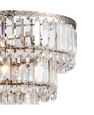 Magnificence Satin Nickel 7-Light LED 14.25" Wide Faceted Crystal Glass Modern Fixture Chandelier