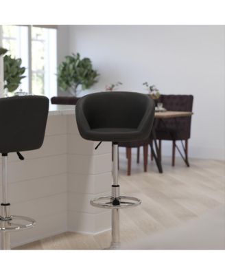 Valencia Bucket Seat Bar And Dining Stool Modern Stool With 360 Swivel, Adjustable Height And Metal Footrest