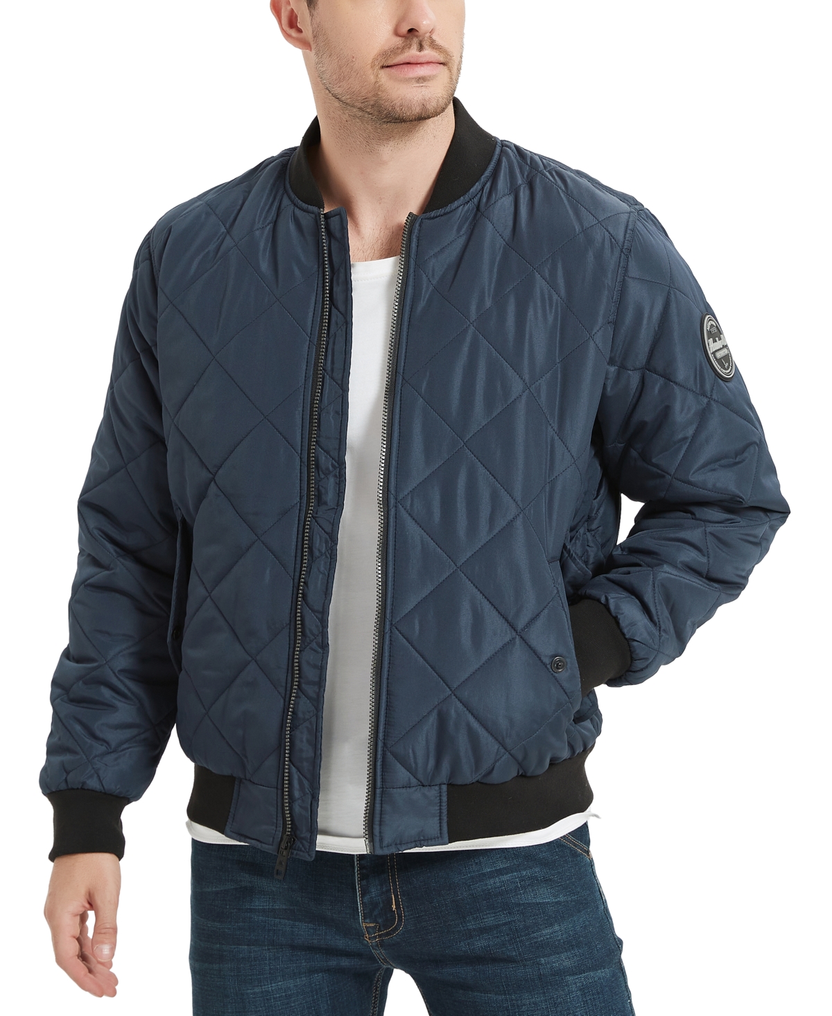 Hawke & Co. Men's Diamond Quilted Bomber Jacket In Hawke Navy