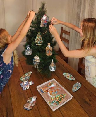 Traveling Santa Wooden Ornaments Set of 3 by G.DeBrekht