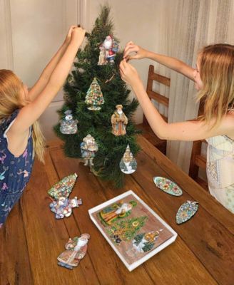 Traveling Santa Wooden Ornaments Set of 3 by G.DeBrekht