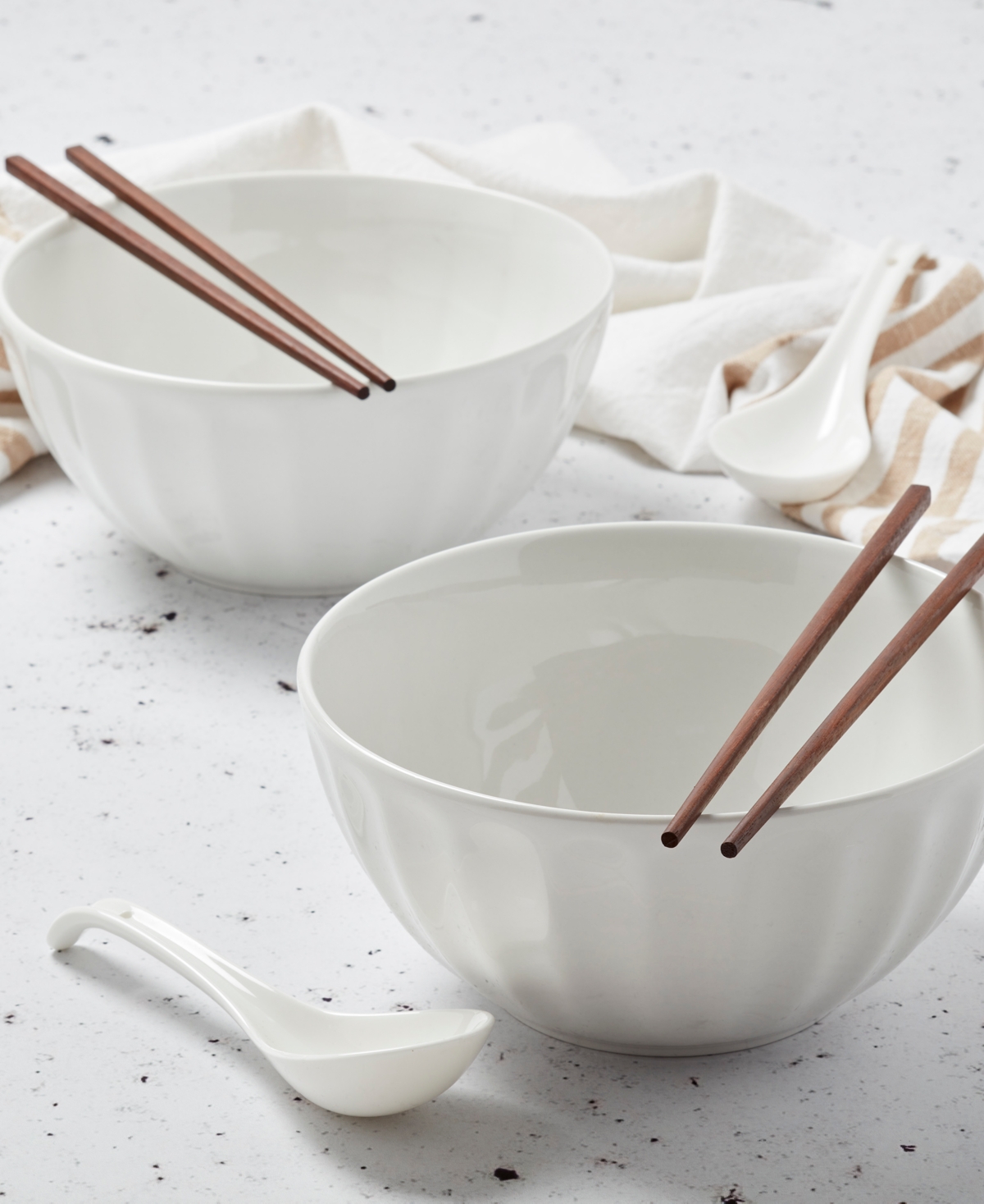 Shop Infuse Asian Ceramic 8 Piece Ramen Bowl Set In White
