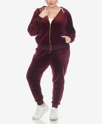 Plus Size Velour Tracksuit Loungewear 2pc Set