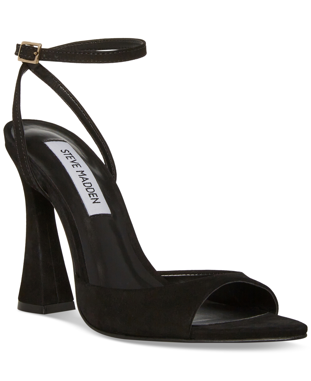 Shop Steve Madden Women's Beki Two-piece Flare-heel Sandals In Black Nubuck