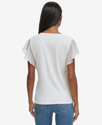 Calvin Klein Women's Flutter-Sleeve Top - Macy's