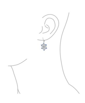 Frozen Winter Holiday Party Snowflake Dangle Drop Earrings For Ice Blue Cubic Zirconia CZ