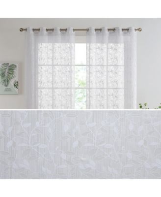 Joyce Floral Decorative Semi Sheer Light Filtering Grommet Window Treatment Curtain Drapery Panels for Bedroom & Living Room - Set of 2 Panels