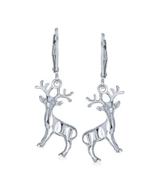 Hunter Outdoor Buck Elk Moose Antelope Christmas Rudolph Reindeer Dangle Earrings Lever back Sterling Silver