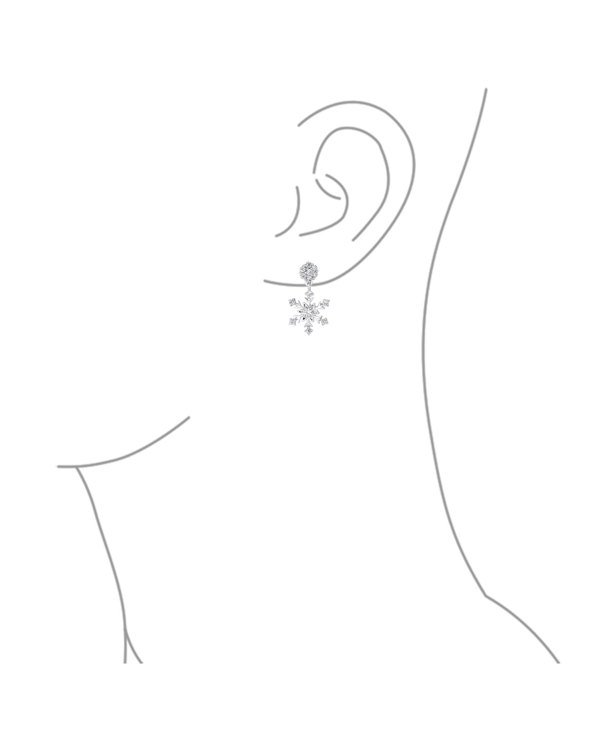 Bling Jewelry Winter Holiday Party Cz Cubic Zirconia Christmas Flower Frozen Snowflake Dangle Earrings For Women Sterling Silver