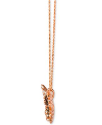 Ombr&eacute;&reg; Chocolate Ombr&eacute; Diamond & Vanilla Diamond Butterfly 20" Adjustable Pendant Necklace (3/4 ct. t.w.) in 14k Rose Gold