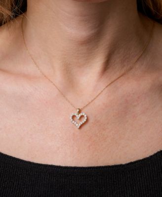 Diamond Open Heart Pendant Necklace (1/2 ct. t.w.) in 14k White or Yellow Gold, 18" + 2" extender