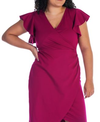 Plus Size V-neck Knee Length Dress