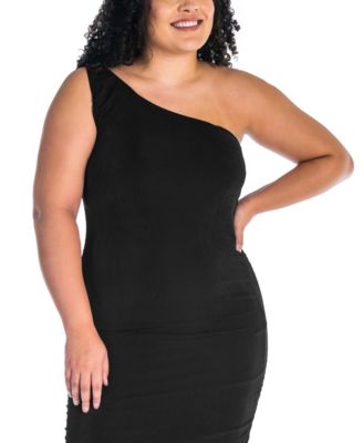 Plus Size One Shoulder Ruched Bodycon Dress