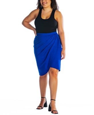 Plus Size Elastic Waist Knee Length Skirt