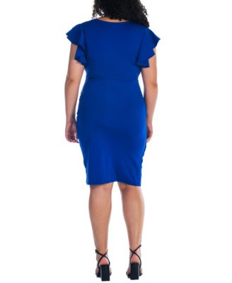 Plus Size V-neck Knee Length Dress