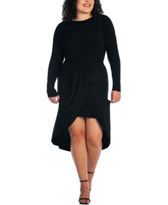 Plus Size Long Sleeve High Low Dress