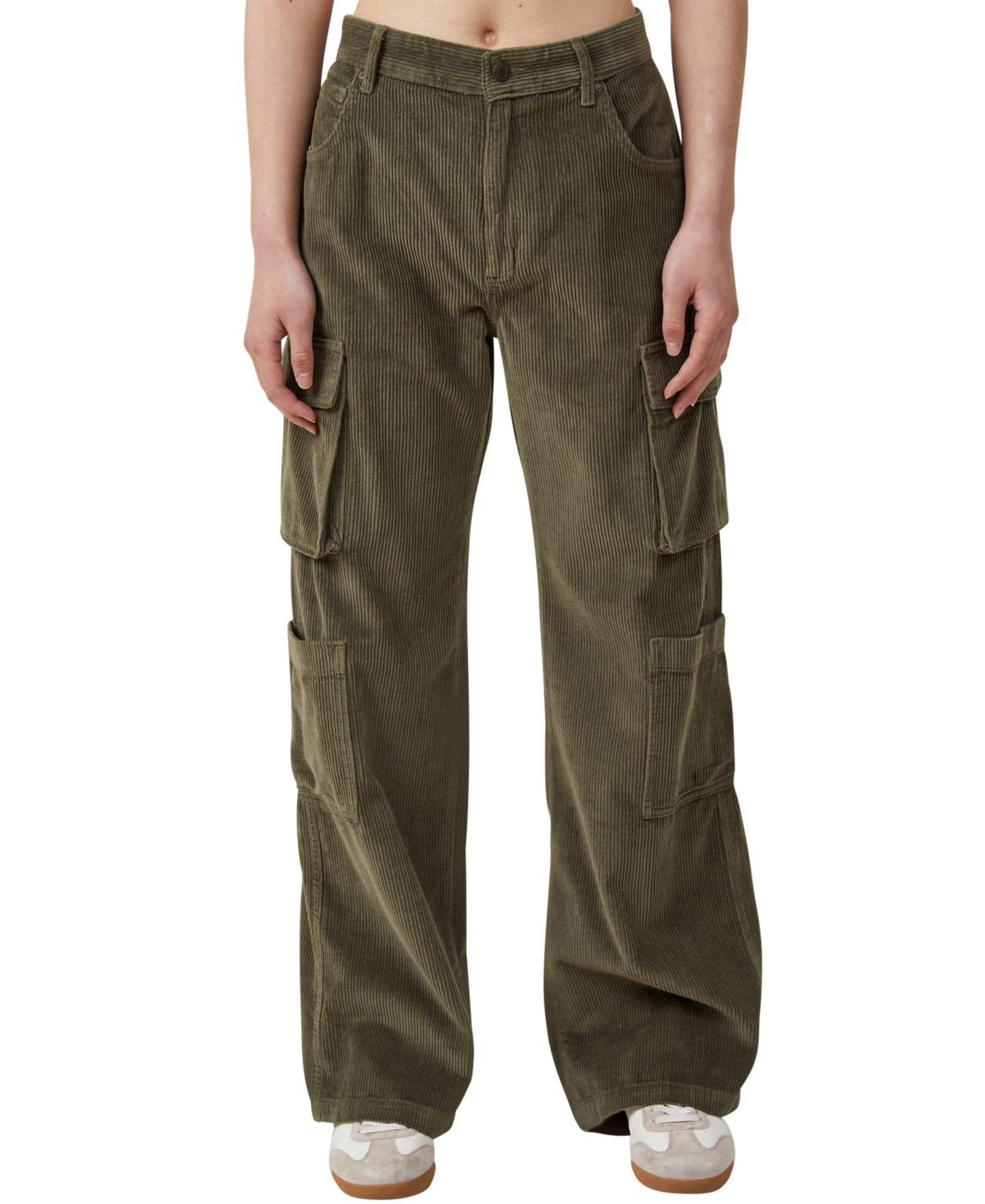 Cotton On Women's Cord Cargo Wide Leg Jeans In Woodland