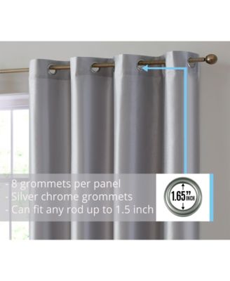 Jefferson Faux Silk Semi Sheer Light Filtering Microfiber Lined Grommet Lightweight Window Curtain Panels, Set of 2
