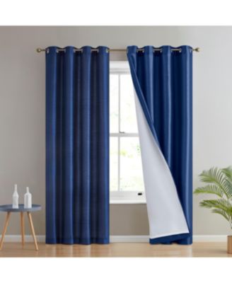 Jefferson Faux Silk Semi Sheer Light Filtering Microfiber Lined Grommet Lightweight Window Curtain Panels, Set of 2