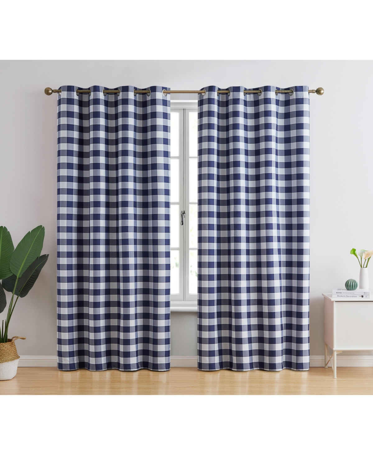 Andersen Buffalo Check Plaid 100% Blackout Thermal Insulated Energy Savings Heat/Cold Blocking Grommet Curtain Drapery Panels for Bedroom & Liv