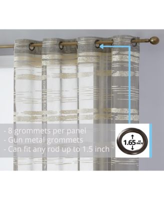 Broadway Stripe Decorative Semi Sheer Light Filtering Grommet Window Treatment Curtain Drapery Panels for Bedroom & Living Room - Set of 2 Panels