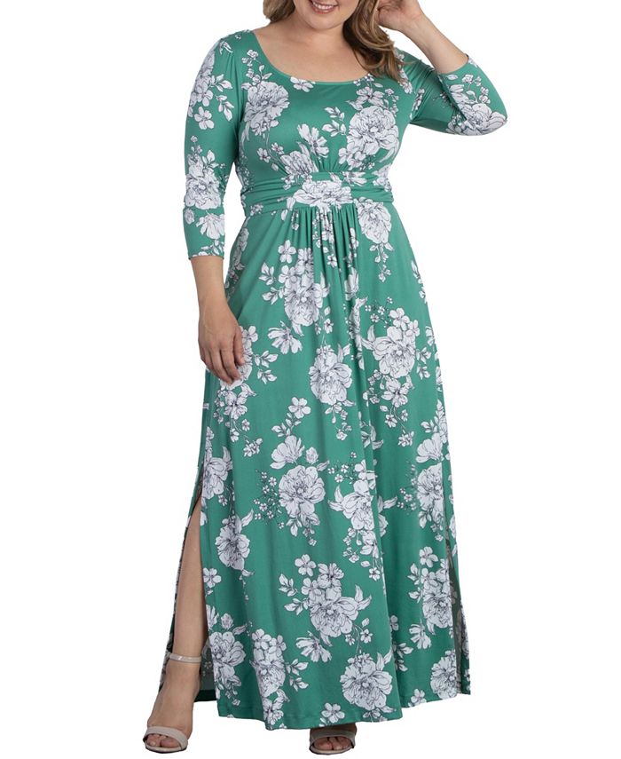 Kiyonna Women's Plus Size Maya Long Sleeve Scoop Neck Maxi Dress - Macy's