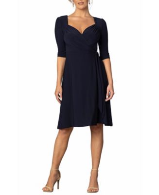 Kiyonna Women's Sweetheart Knit Wrap Dress with 3/4 Sleeves - Macy's