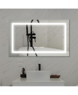 LED Bathroom Vanity Mirror, 40 X 24 Inch, Anti Fog, Night Light, Time ...