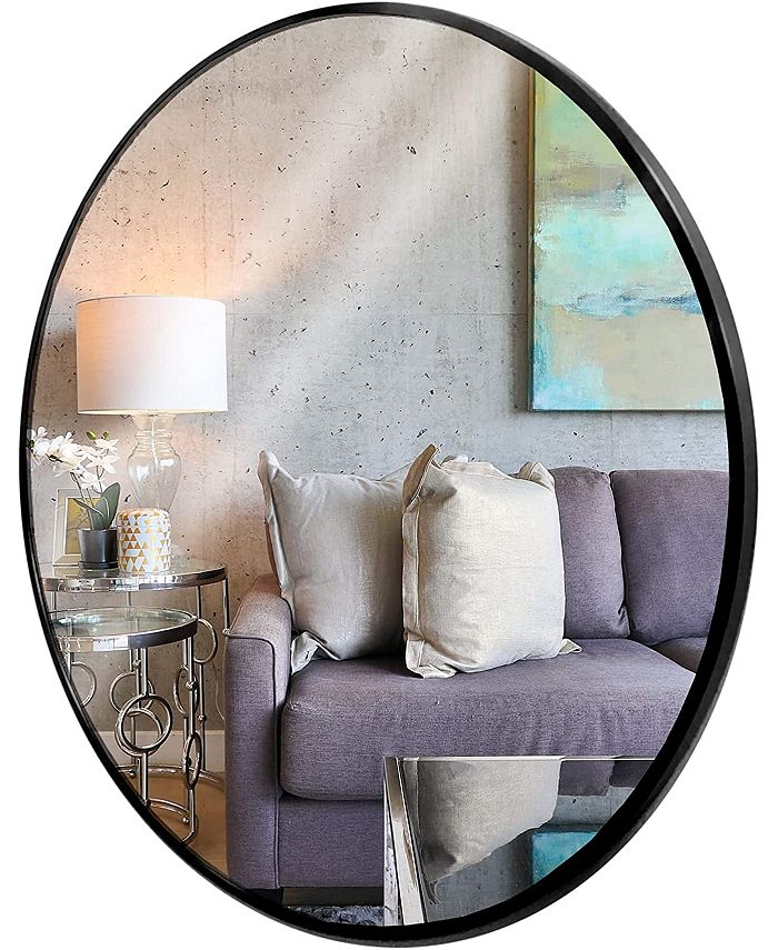 Simplie Fun Round Mirror, Circle Mirror 30 Inch, Black Round Wall