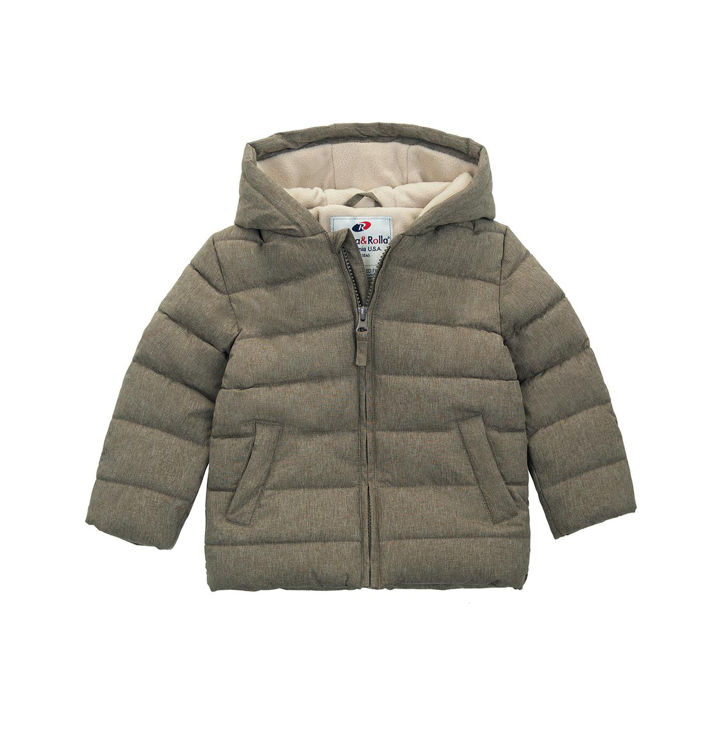 Куртка Rokka&Rolla Fleece Hooded Puffer Jacket для мальчиков-малышей, цвет: Бежевый — фото 1