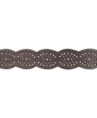 Women's Perforated Scalloped Edge Leather Belt