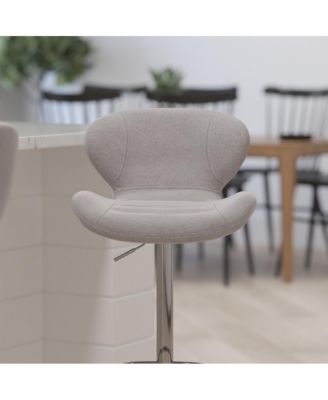 Quincy Adjustable Height Barstool Contemporary Bar Height Stool With Curved Back And Metal Base With Footrest