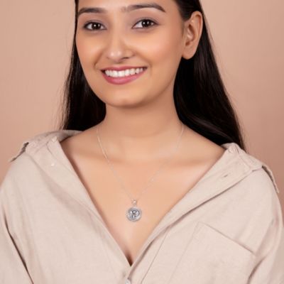 Round Medallion Disc Religious Reversible Two Sided Protection Prayer Guardian Angel Medal Pendant Necklace For Women Sterling Silver