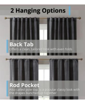 Lopez Velvet Premium Soft Light Filtering Back Tab Rod Pocket Window Treatment Curtain Panels, Set of 2