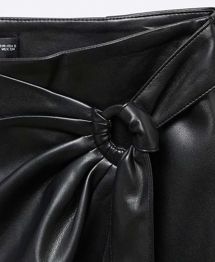 MANGO Women's Midi Leather Effect Bucked Skirt - Macy's
