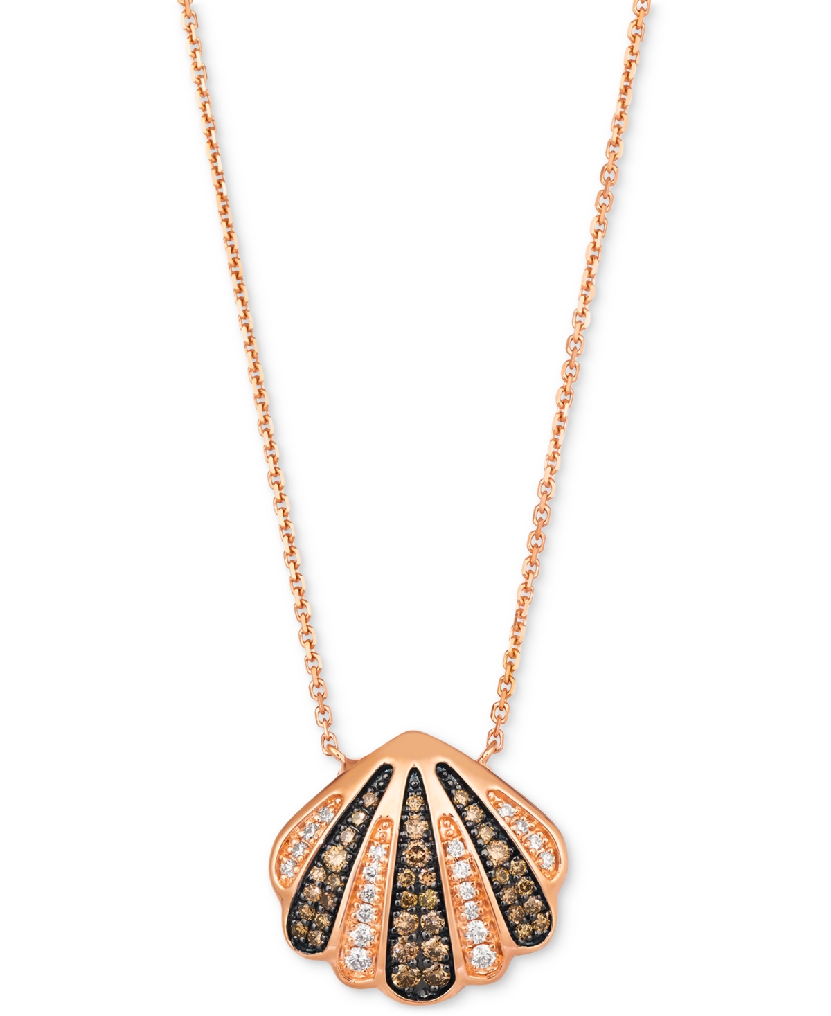 Le Vian Chocolate Diamond & Nude Diamond Shell 19" Adjustable Pendant Necklace (5/8 Ct. T.w.) In 14k Rose Go In K Strawberry Gold Adjustable Necklace
