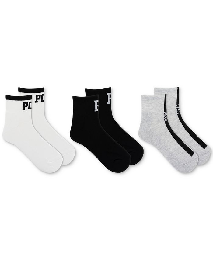 Polo Ralph Lauren Women's 3Pk. Multi Polo Ankle Quarter Socks Macy's