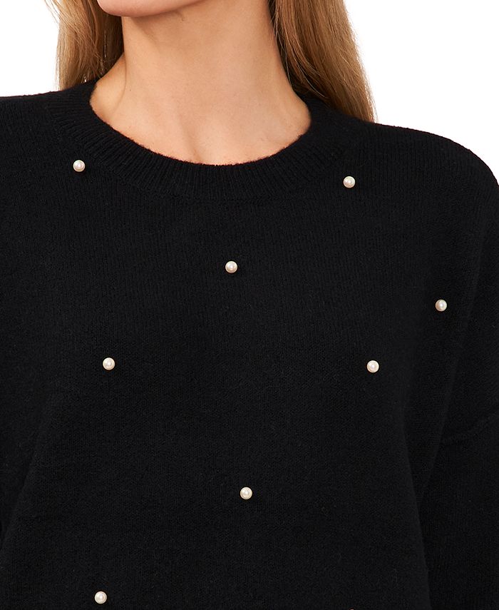 CeCe Women's LongSleeve Imitation Pearl Embellished Sweater Macy's