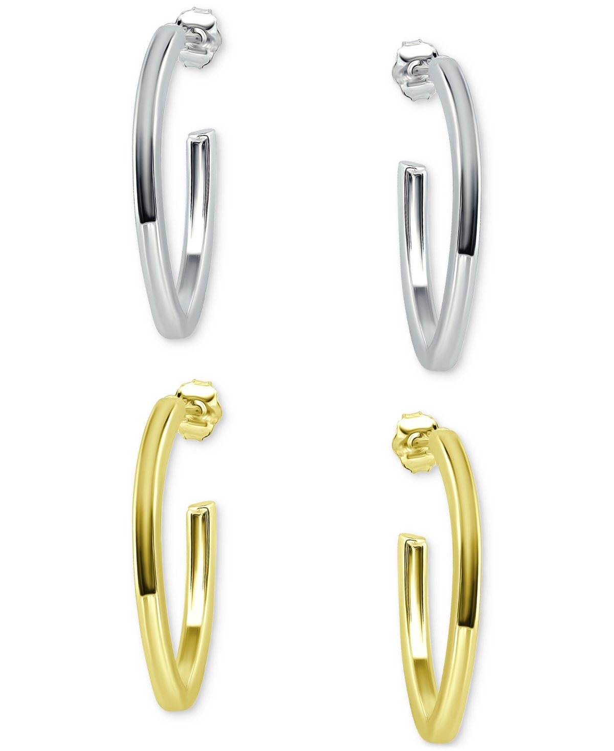 Giani Bernini 2-Pc. Set Polished Hoop Earrings in Sterling Silver & 18k Gold-Plate, 1