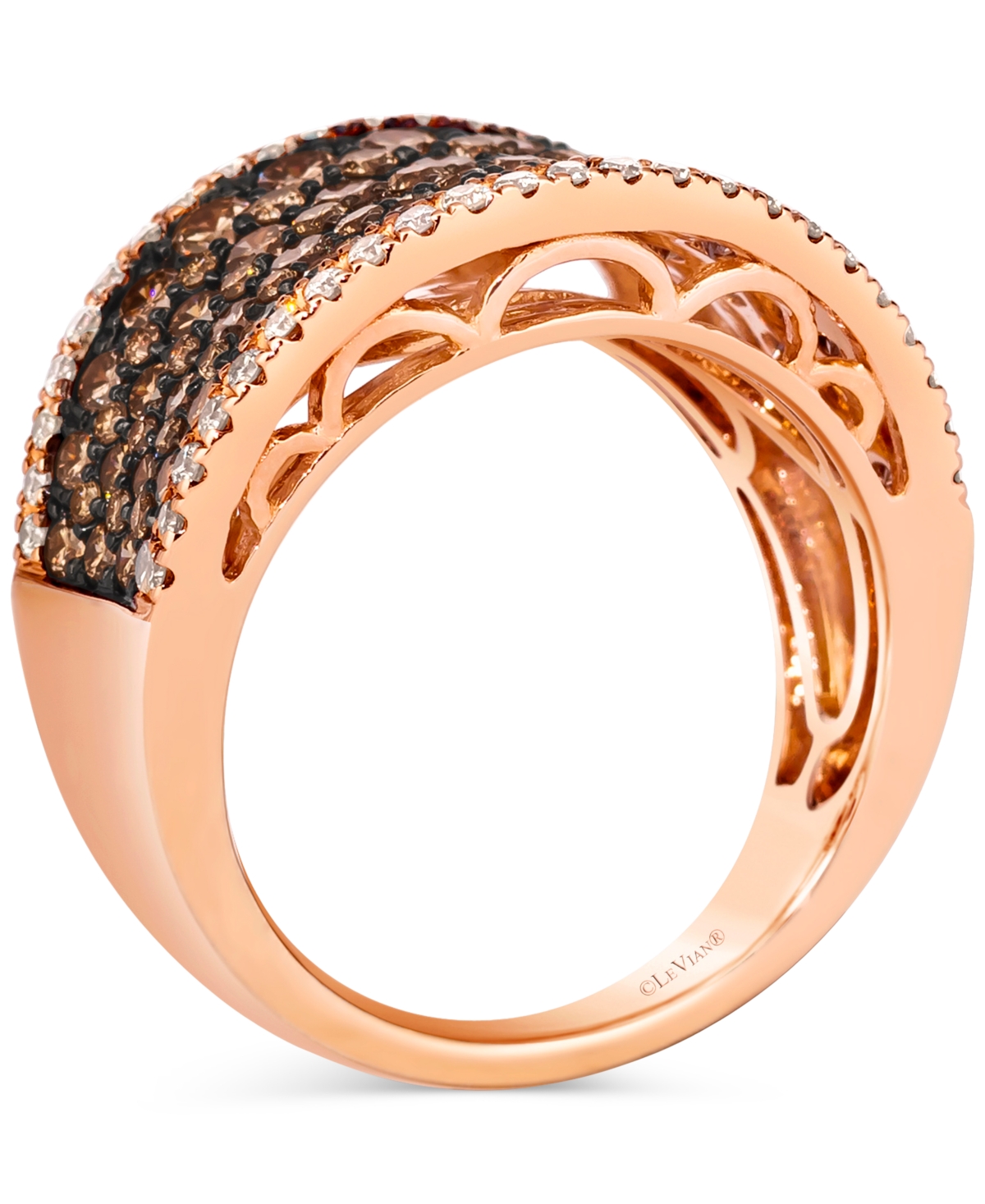 Le Vian Chocolate Diamond & Nude Diamond Concave Ring (3 Ct. T.w.) In 14k Rose Gold In Multi