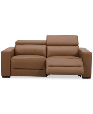 Nevio 82" 2-Pc. Leather Sectional with 2 Power Recliners and Headrests, Created For Macy's