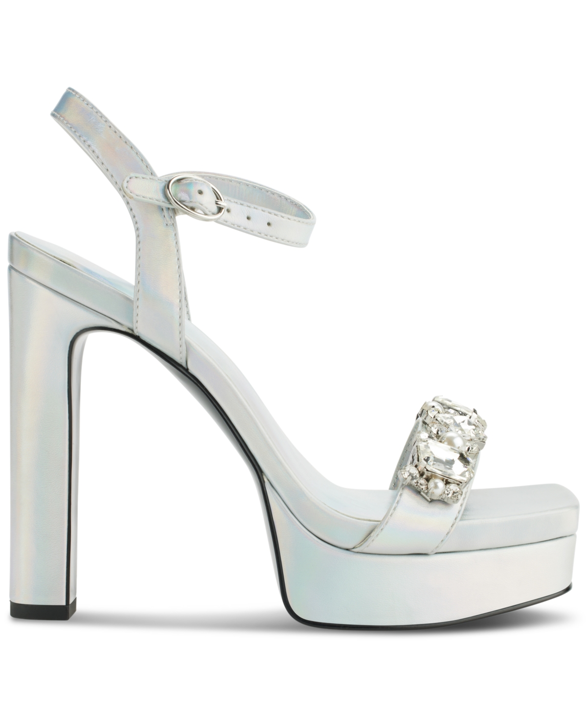 Shop Karl Lagerfeld Women's Jala Embellished Ankle-strap Platform Sandals In Ird:irridescent