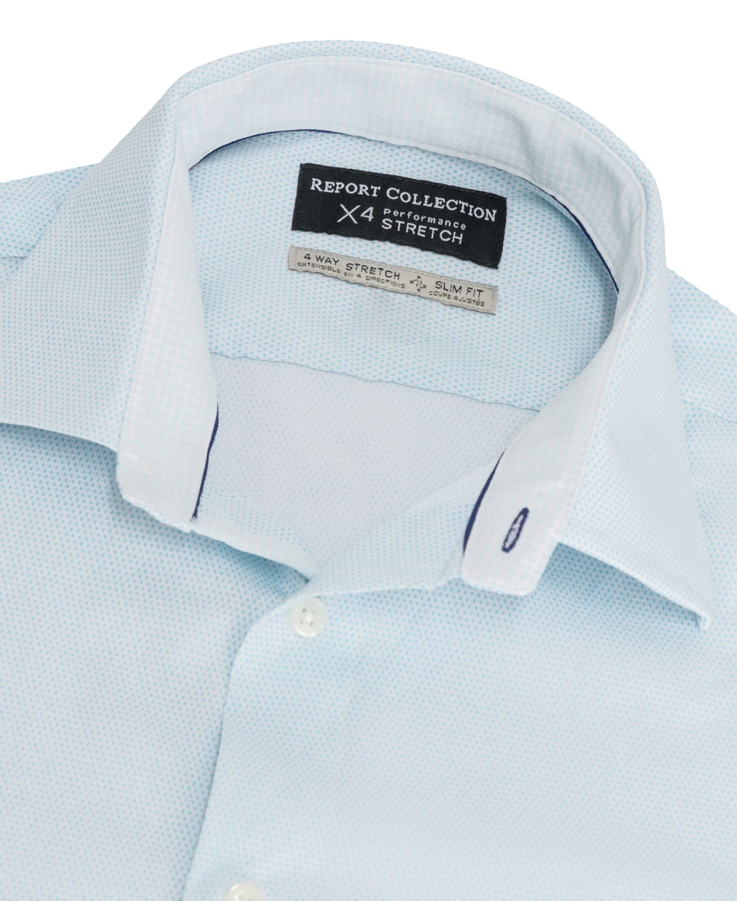 Мужская рубашка Report Collection Slim-Fit Motif-Print Dress Shirt, цвет: Светлый синий — фото 4