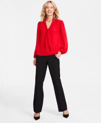 Womens Chain Neck Blouse Mid Rise Bootcut Pants Created For Macys