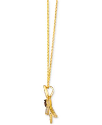 Chocolate Diamond & Nude Diamond Dragonfly 20" Adjustable Pendant Necklace (1/3 ct. t.w.) in 14k Gold