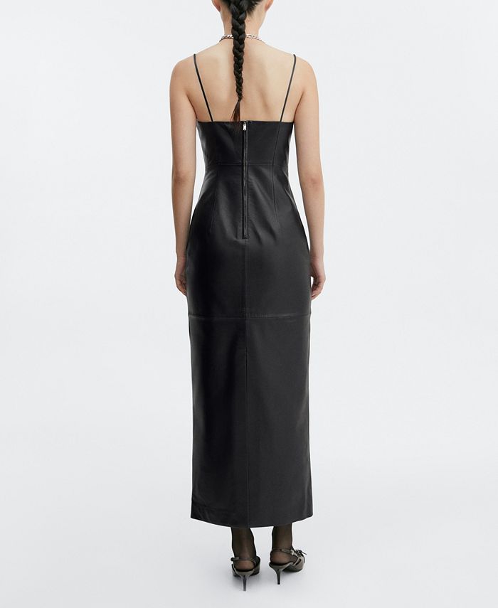 MANGO Women's Straps Detail Leather Dress - Macy's