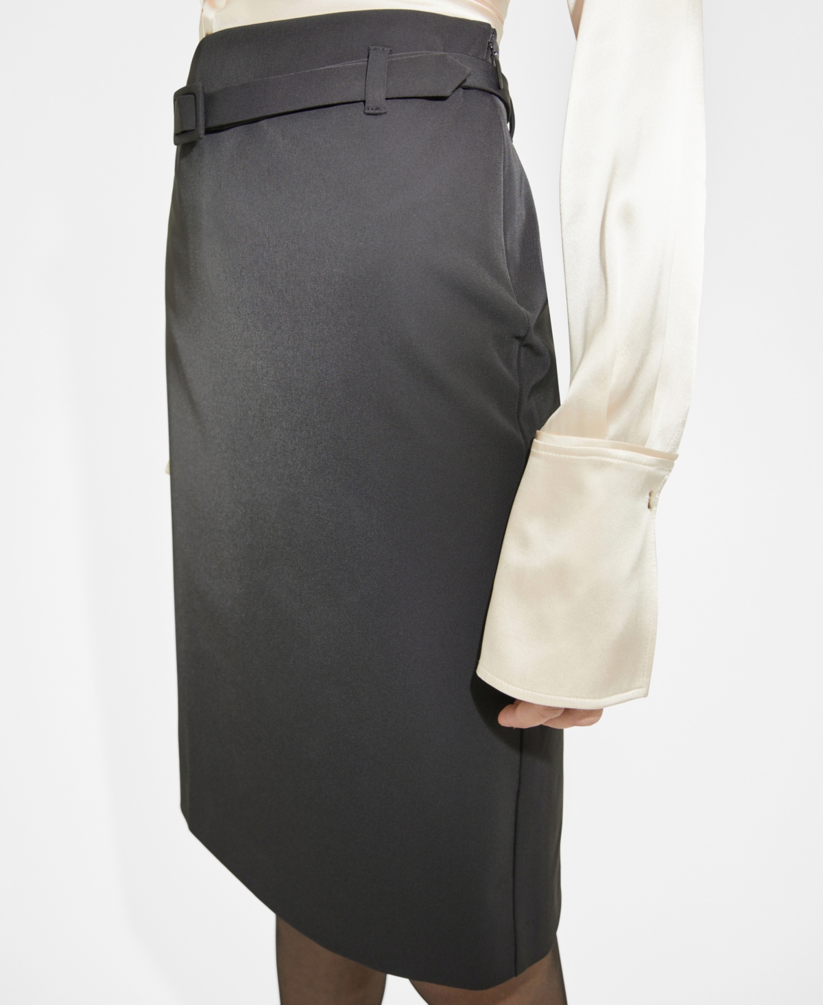 MANGO WOMEN'S PENCIL BELT SKIRT