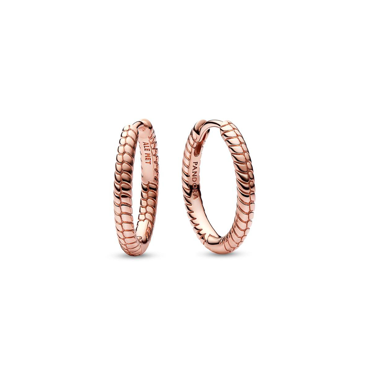 Shop Pandora Moments Small Charm Hoop Earrings In Rose Gold