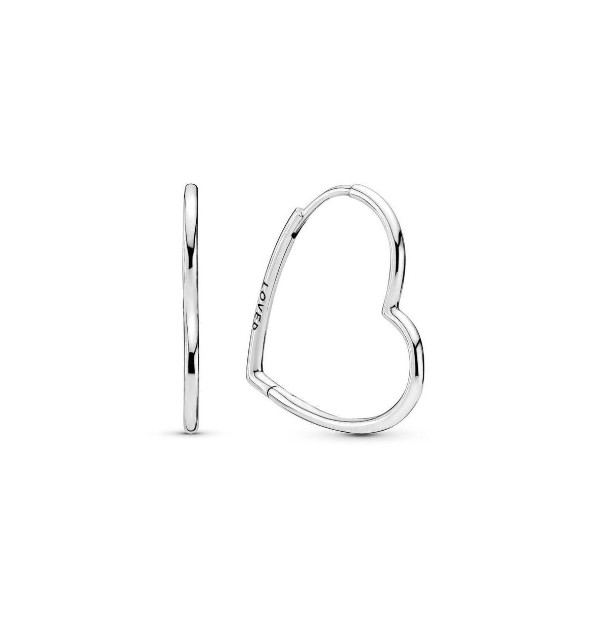 Pandora Asymmetrical Heart Hoop Earrings In Silver
